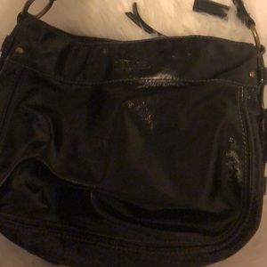 Black patent leather coach purse